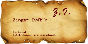 Zinger Iván névjegykártya